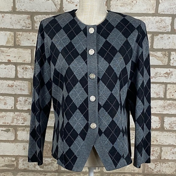 Vintage Pablo Collection Argyle Cardigan - Picture 1 of 8